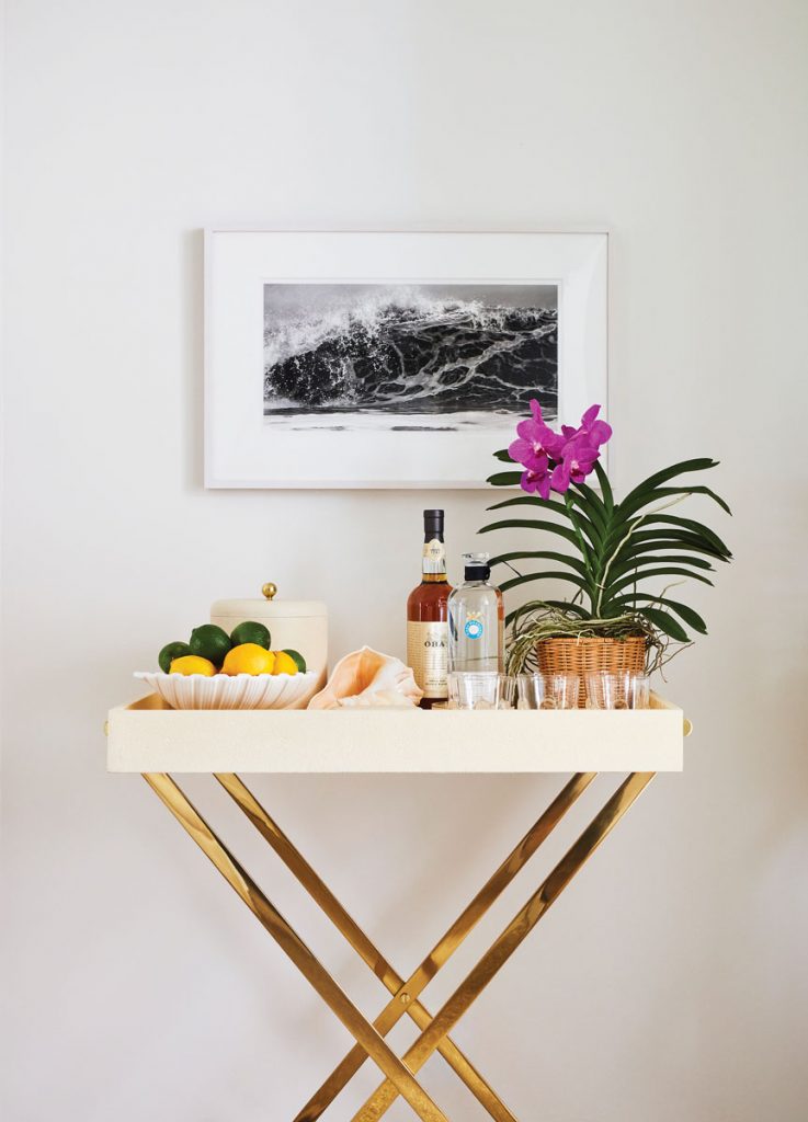 Villa Jasmine bar cart, photo by Brantley Photo