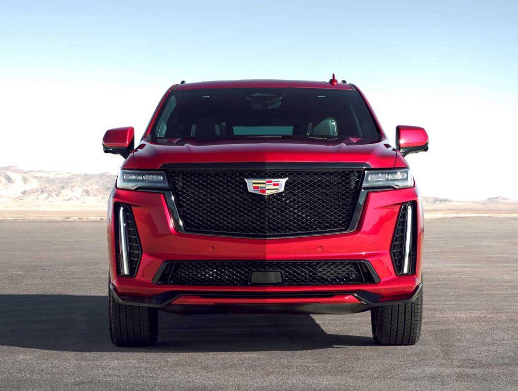 The 2023 Cadillac Escalade will be the first SUV to don the high-performance V-Series badge. Preproduction model shown. Actual production model will vary. Escalade-V availability will be announced spring 2022.
