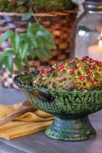 The menu included sides such as herb-roasted romanesco with pomegranate seeds and toasted pine nuts. Photography by Jerry Rabinowitz