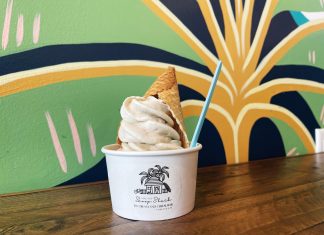 DIY Cereal Ice Cream At the Village Scoop Shack in Tequesta, patrons can craft unique concoctions such as Cinnamon Toast Crunch Churro drilled ice cream
