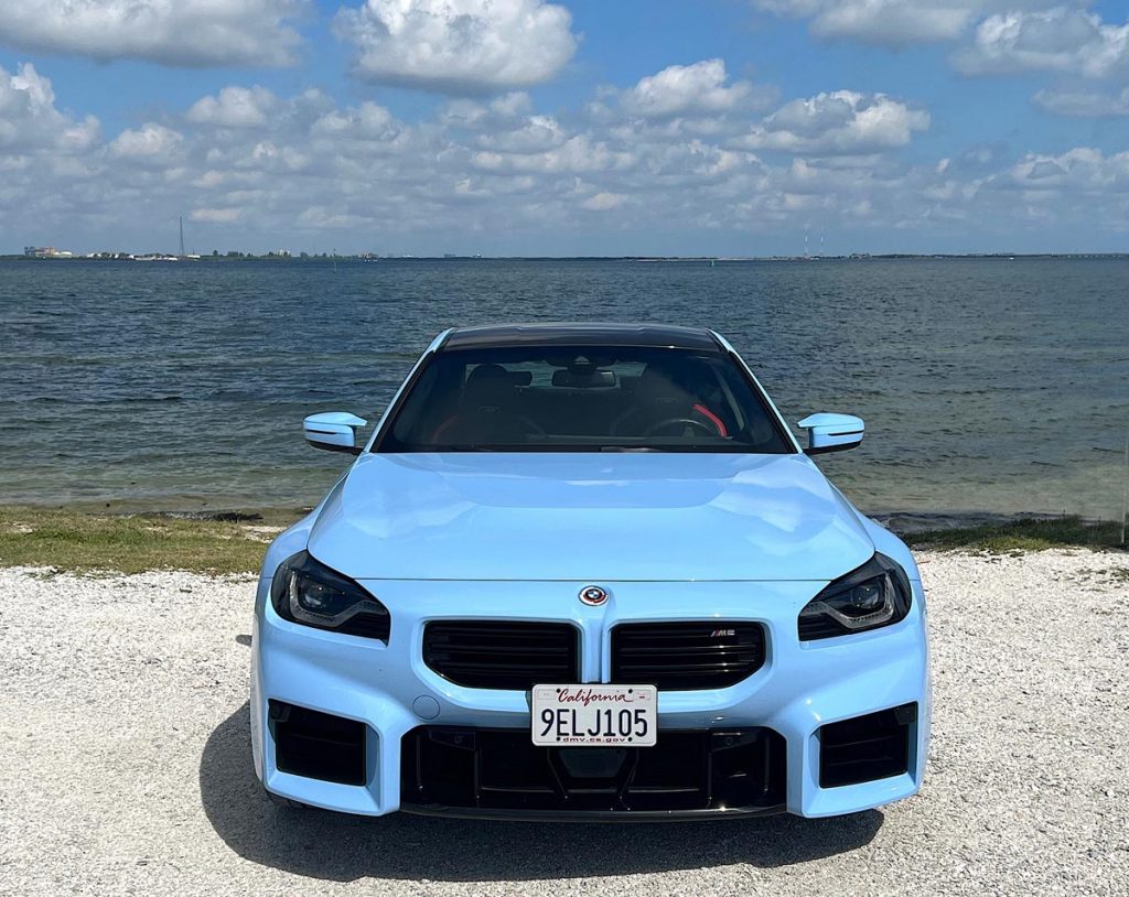 BMW M2 in Zandvoort Blue, parked, head-on