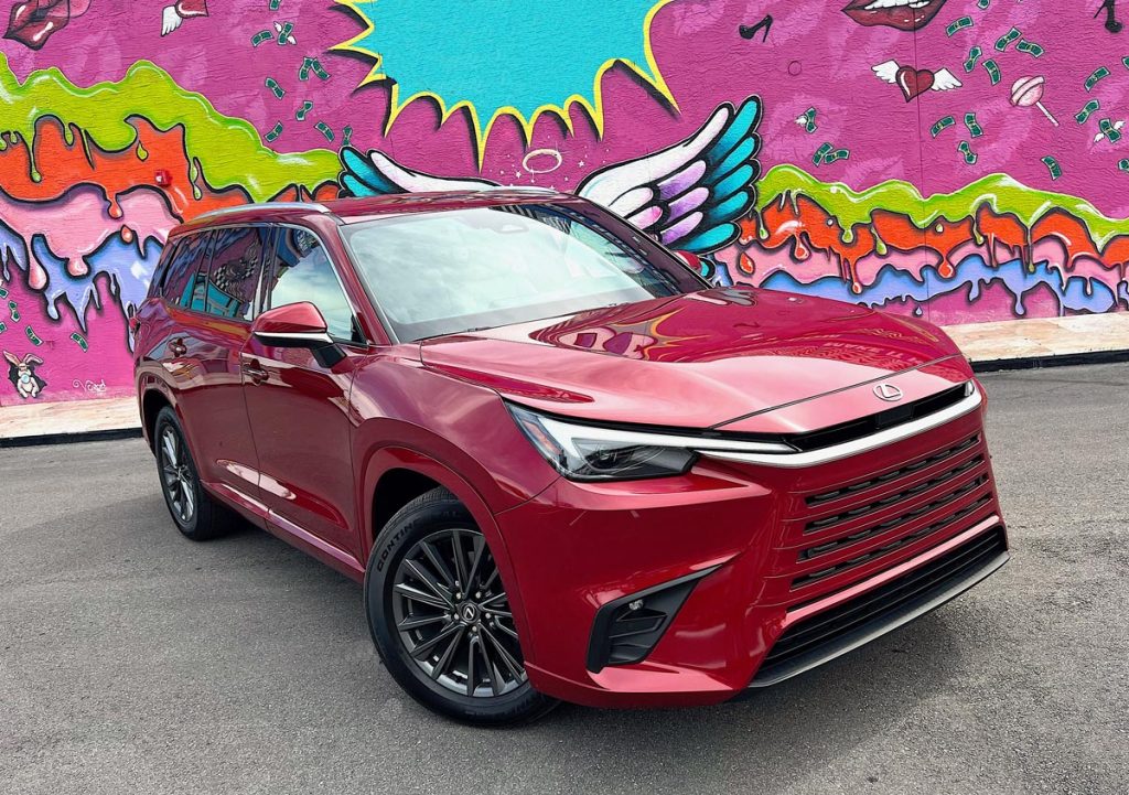 The Lexus TX 350 in Matador Red Mica.