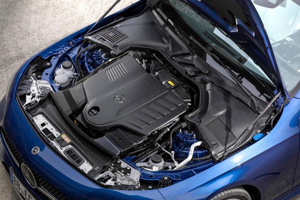 The turbocharged 3.0-liter in-line six-cylinder that's coupled to a 48-volt integrated starter-generator and beefier battery. Photo courtesy of Mercedes-Benz