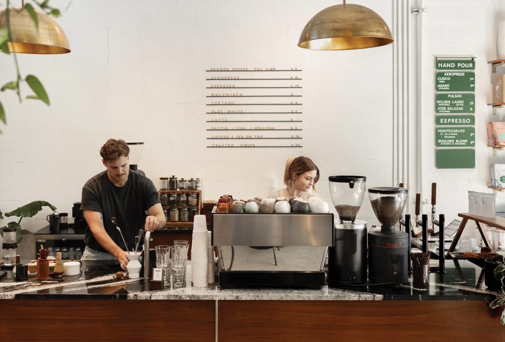 Behind the bar at Composition Coffee. Photo by Anna Mucci