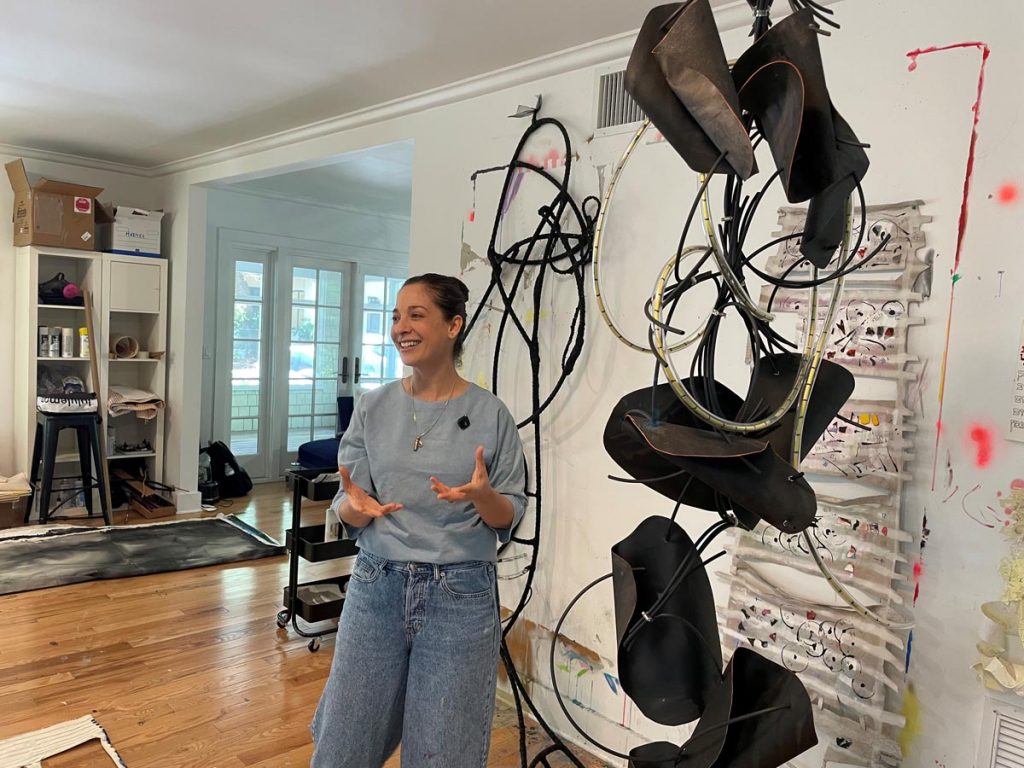 Artist Hodaya Louis discusses her work during a residency at the Norton Museum of Art. Photo courtesy of Norton Museum of Art