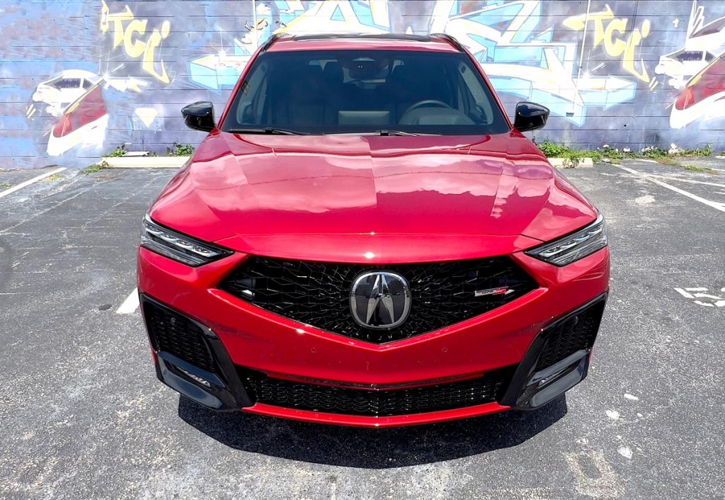 The new Type S gets a slightly meaner-looking front end with glossy-black mesh intakes and slimmer, multi-faceted LED lights, cool-looking new 21-inch rims. Photo by Howard Walker