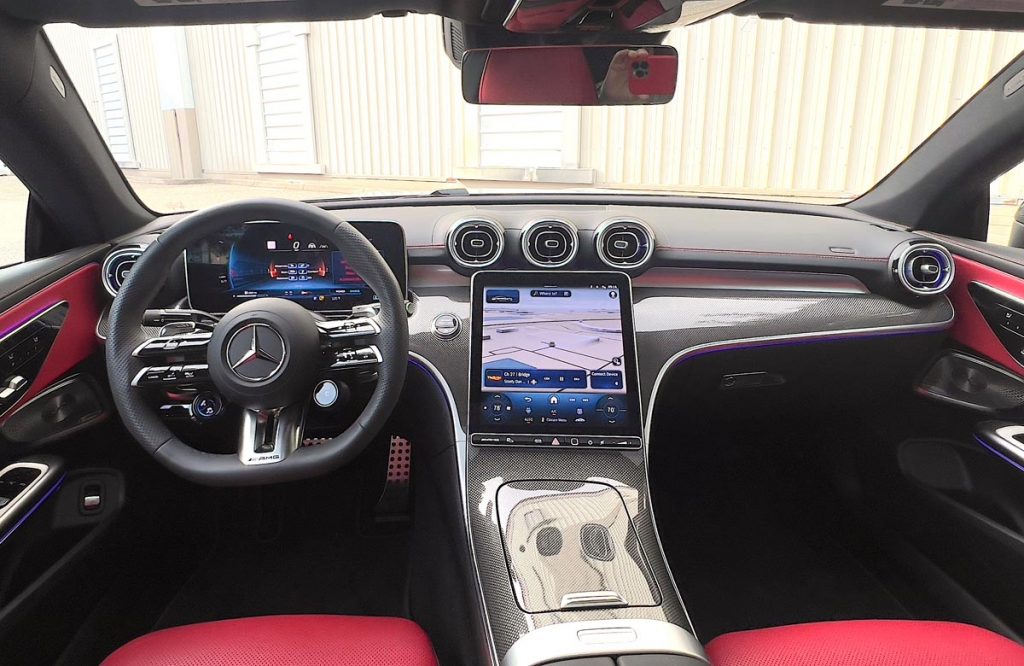 The dashboard inside the Mercedes-AMG CLE 53 Coupe. Photo by Howard Walker