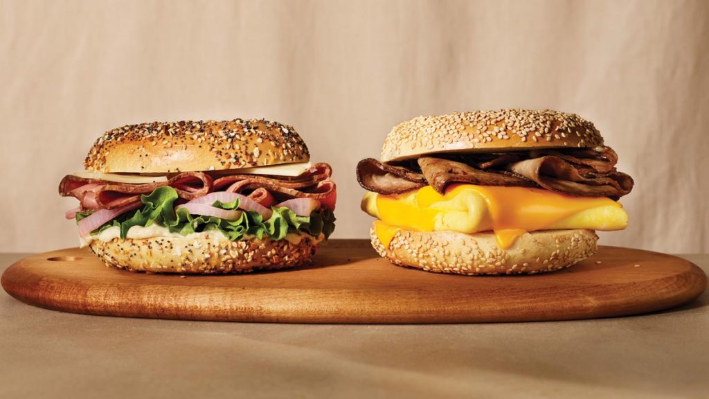 Roast beef bagel sandwich and a steak and egg sandwich. Photo courtesy of H&H Bagels