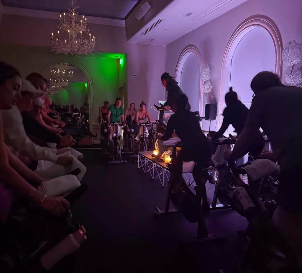 A SoulCycle class at The Colony Hotel Palm Beach