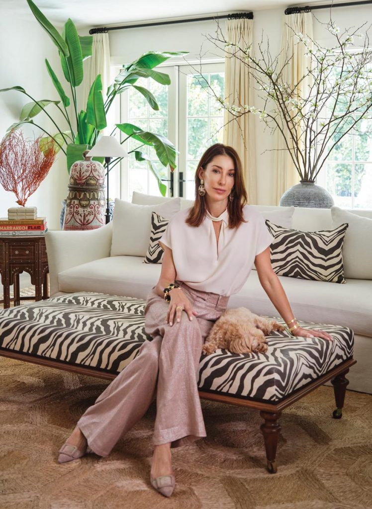 Kim Richter wearing Brunello Cucinelli pants, a Valentino blouse, Manolo Blahnik shoes, Mish Fine Jewelry earrings, and Seaman Schepps bracelets. Photo by Carmel Brantley