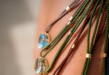 A Study in Stone by Courtney Leidy The designer's signature silk cord pendants. Photo courtesy of Courtney Leidy