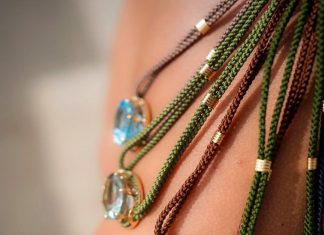 A Study in Stone by Courtney Leidy The designer's signature silk cord pendants. Photo courtesy of Courtney Leidy