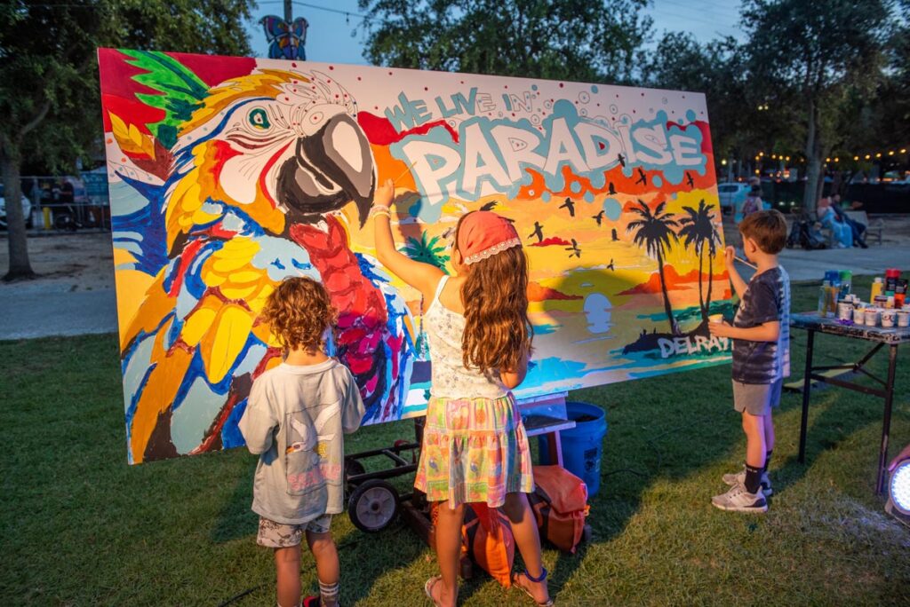 Make art at Party in Paradise Delray's Tribute to Jimmy Buffett. Photo courtesy of Delray Beach Downtown Development Authority