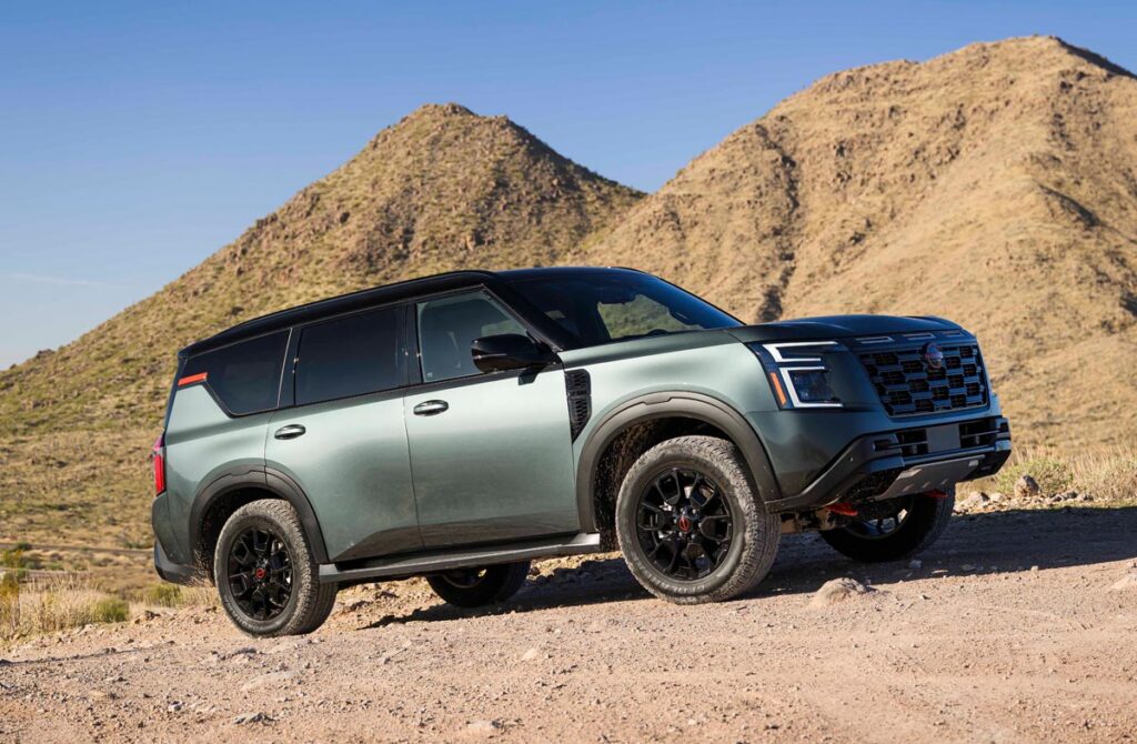 The Nissan Armada Pro-4X comes standard with four-wheel drive, an electronically locking rear differential, and two-speed transfer case. Photo courtesy of Nissan