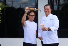 Kitchen to Launch Wednesday Wine Dinners Michael Drapkin of West Palm Wine Co. and Chef Matthew Byrne of Kitchen. Photo courtesy of Kitchen