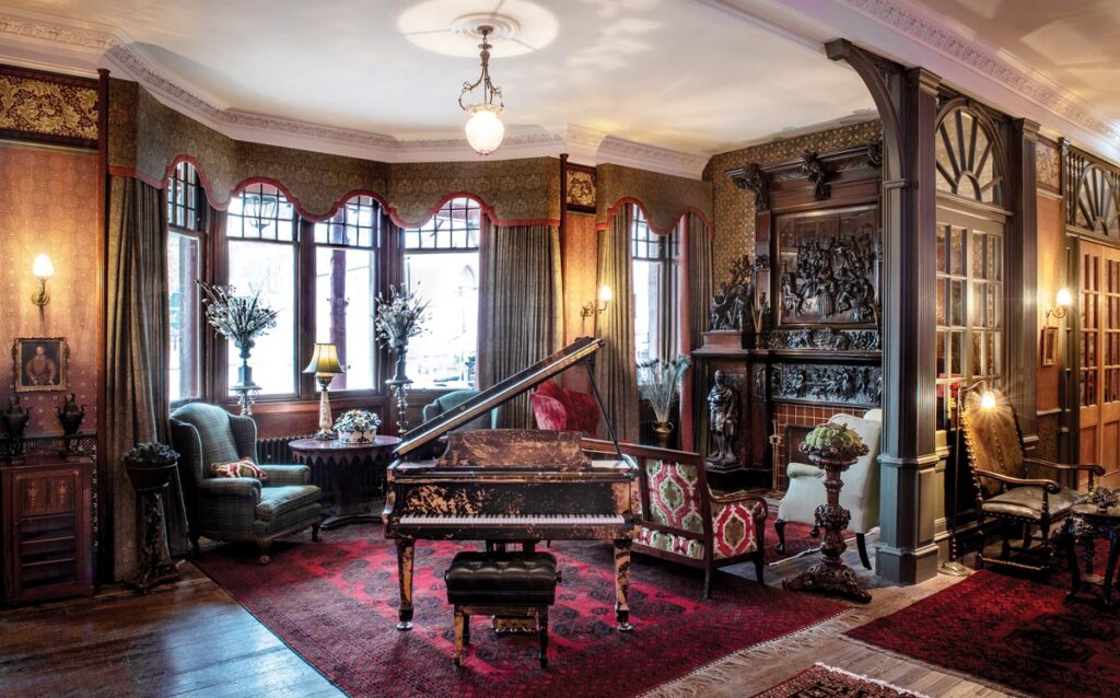 The lobby features a transformed piano by Mark Bradford and Robert Glasper. Photo courtesy of The Fife Arms