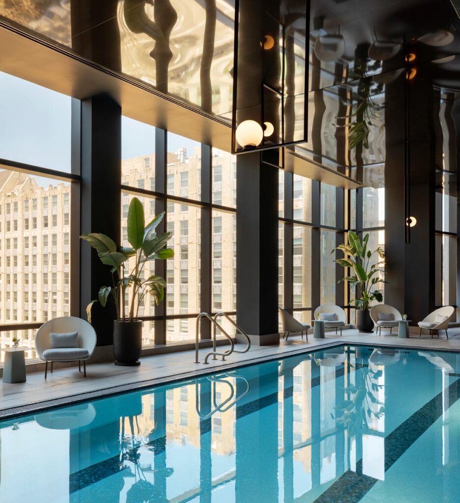Go for a swim year-round in the 20-meter lap pool. Photo courtesy of Raffles Boston