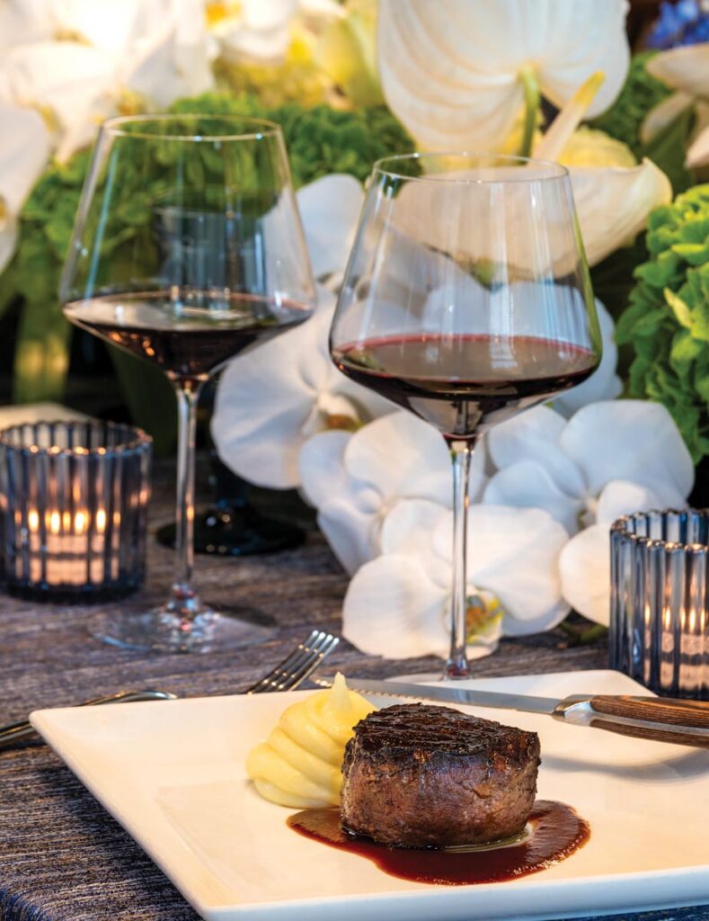Petite filet with Yukon gold potato puree and bourbon Bordelaise. Photo by Jerry Rabinowitz