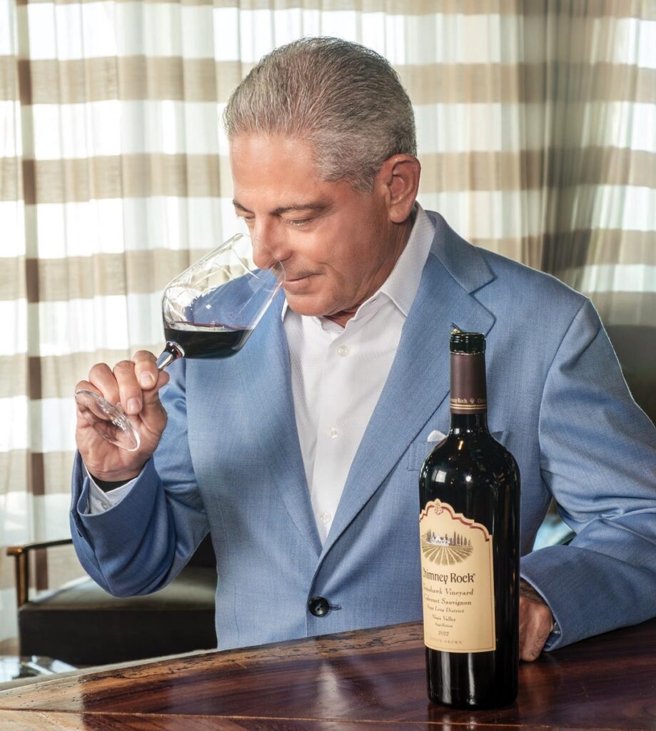 Terlato guided guests through the evening’s various wine pairings, such as Chimney Rock Winery’s Tomahawk Vineyard Cabernet Sauvignon. Photo by Jerry Rabinowitz